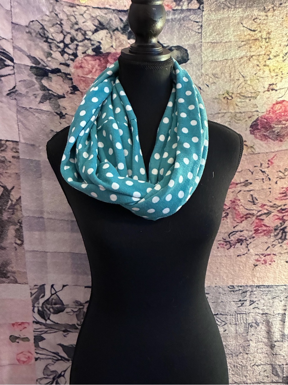 Polka Dot Infinity Scarf - Teal